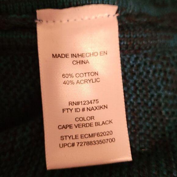 Ellen Tracy V Neck pullover ribbed Sweater Green Cape Verde - Picture 6 of 7